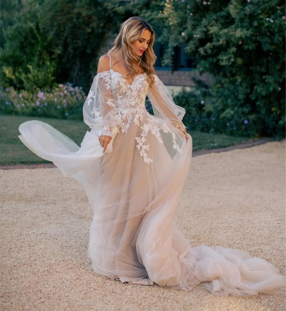 Model wearing a white gown by Allure Bridals