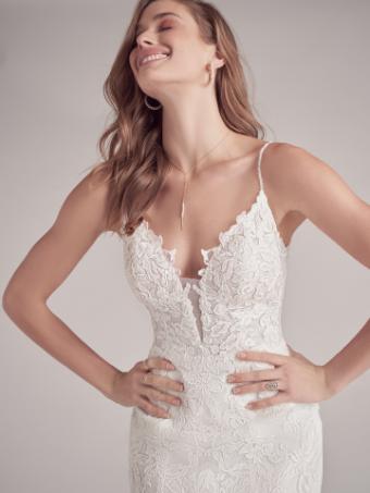 Maggie Sottero #PENELOPE (22MS940A01 - Plunging unlined bodice, Chantilly lace & sparkle tulle 1) #4 All Ivory (gown with Ivory Illusion) thumbnail